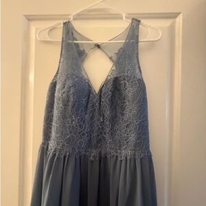 Azazie Blue Lace Maxi Dress